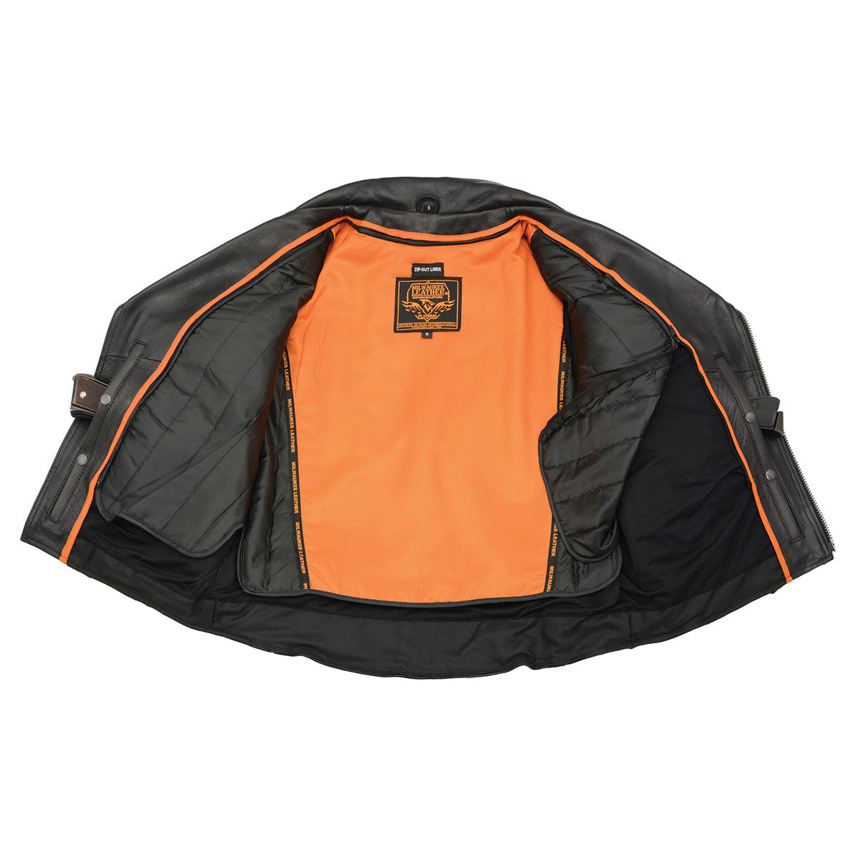 MLM1570 Men’s Black Premium Cowhide Leather Utility Pocket Motorcycle Jacket