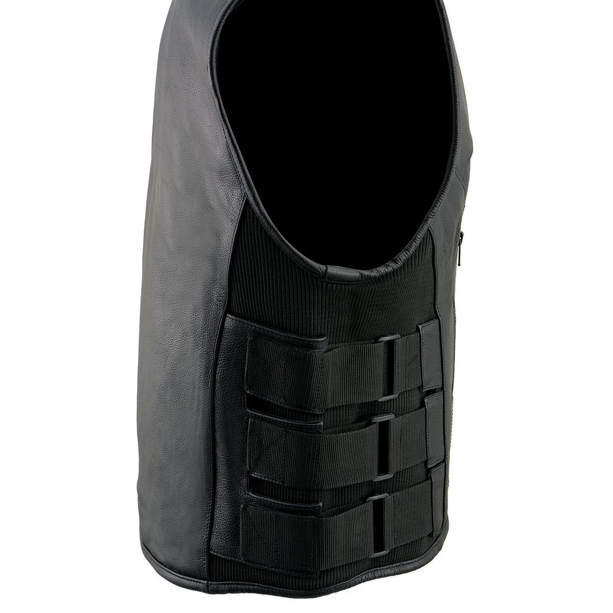 MLM3500 Men's Swat Style Rider Leather Vest w/ Single Panel Back for Club Patches