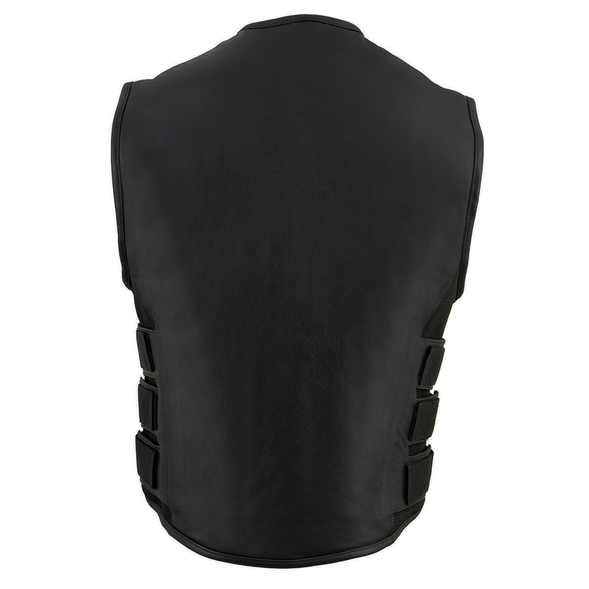MLM3500 Men's Swat Style Rider Leather Vest w/ Single Panel Back for Club Patches