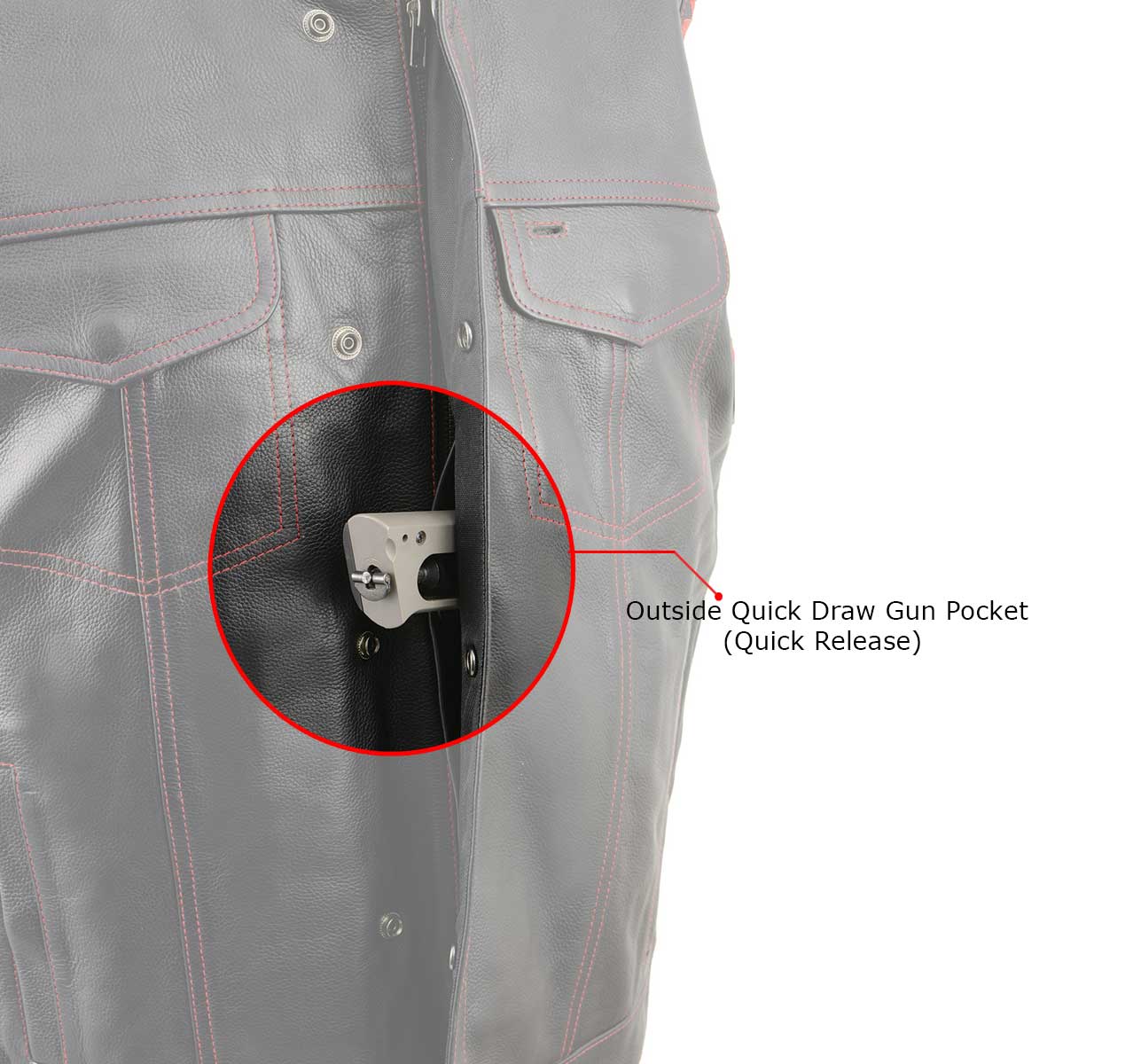 MLM3506 Men's Black Premium Leather Vest - Old Glory Laced Armholes Red Stitching Club Style Vest