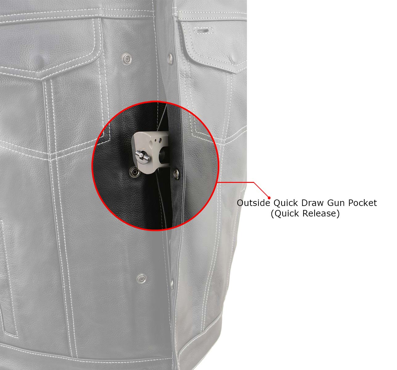 MLM3507 Men's Old Glory Black Premium Leather Club Style Vest w/ Grey Stitching Laced Armholes