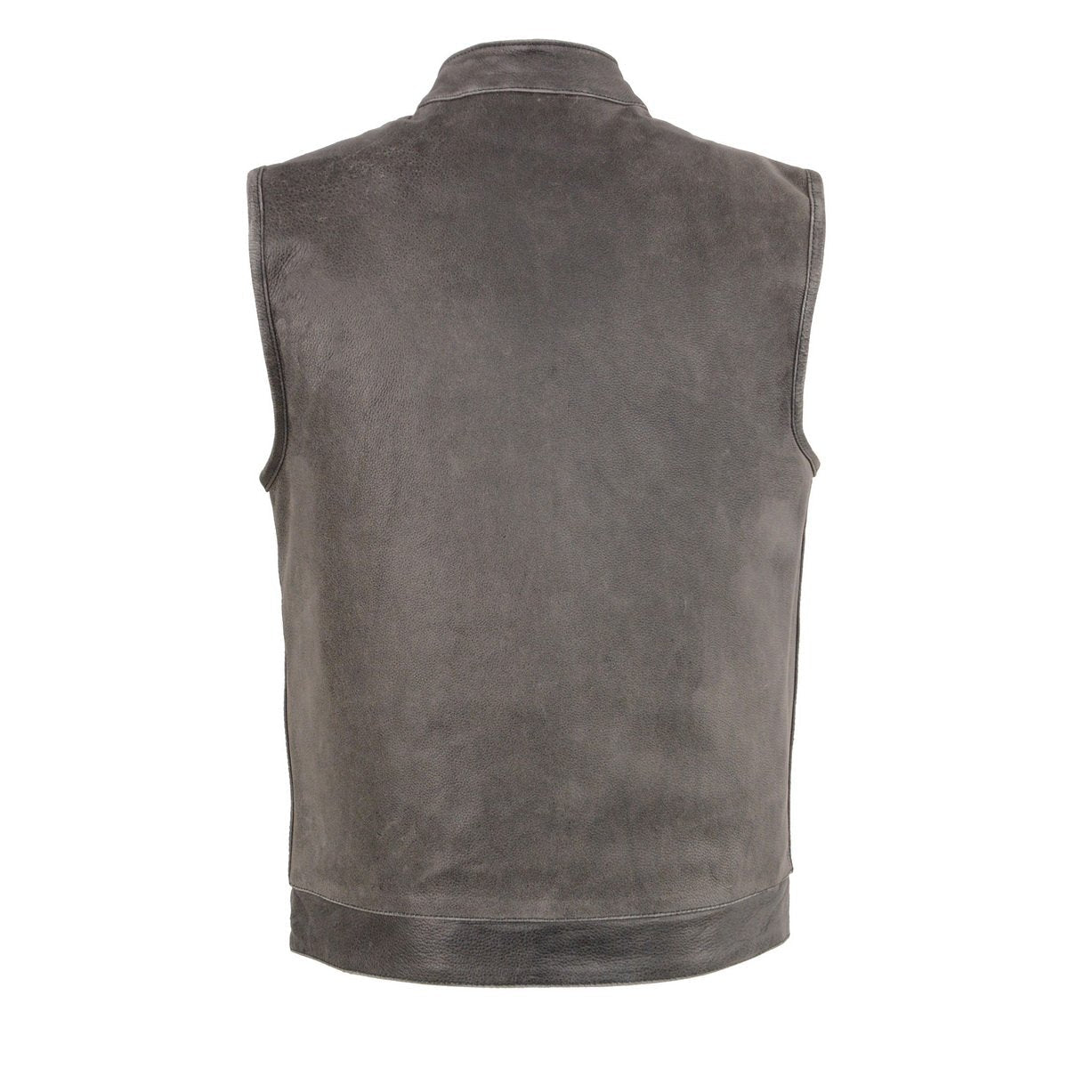 MLM3513 Men's Premium Leather Club-Style Motorcycle Vest w/ Snaps and Zipper Closure