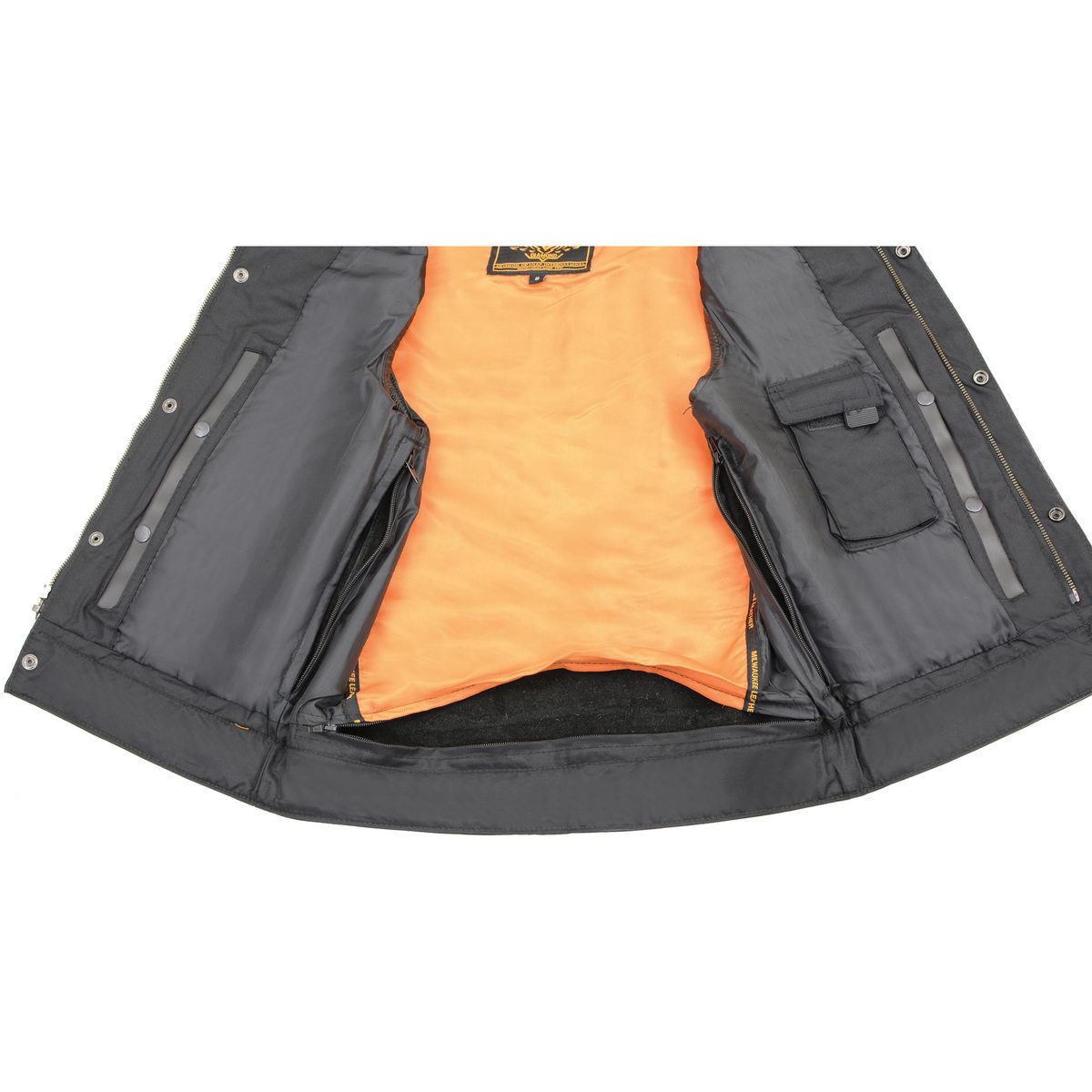 Men's MLM3514 Black Premium Dual Closure Club Style Motorcycle Vest w/ Cool-Tec Leather Treatment