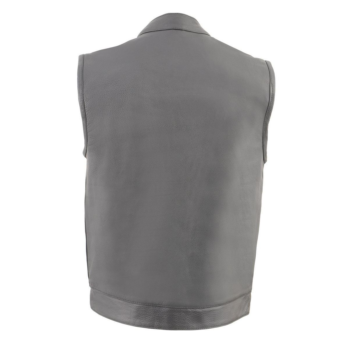 Men's MLM3514 Black Premium Dual Closure Club Style Motorcycle Vest w/ Cool-Tec Leather Treatment