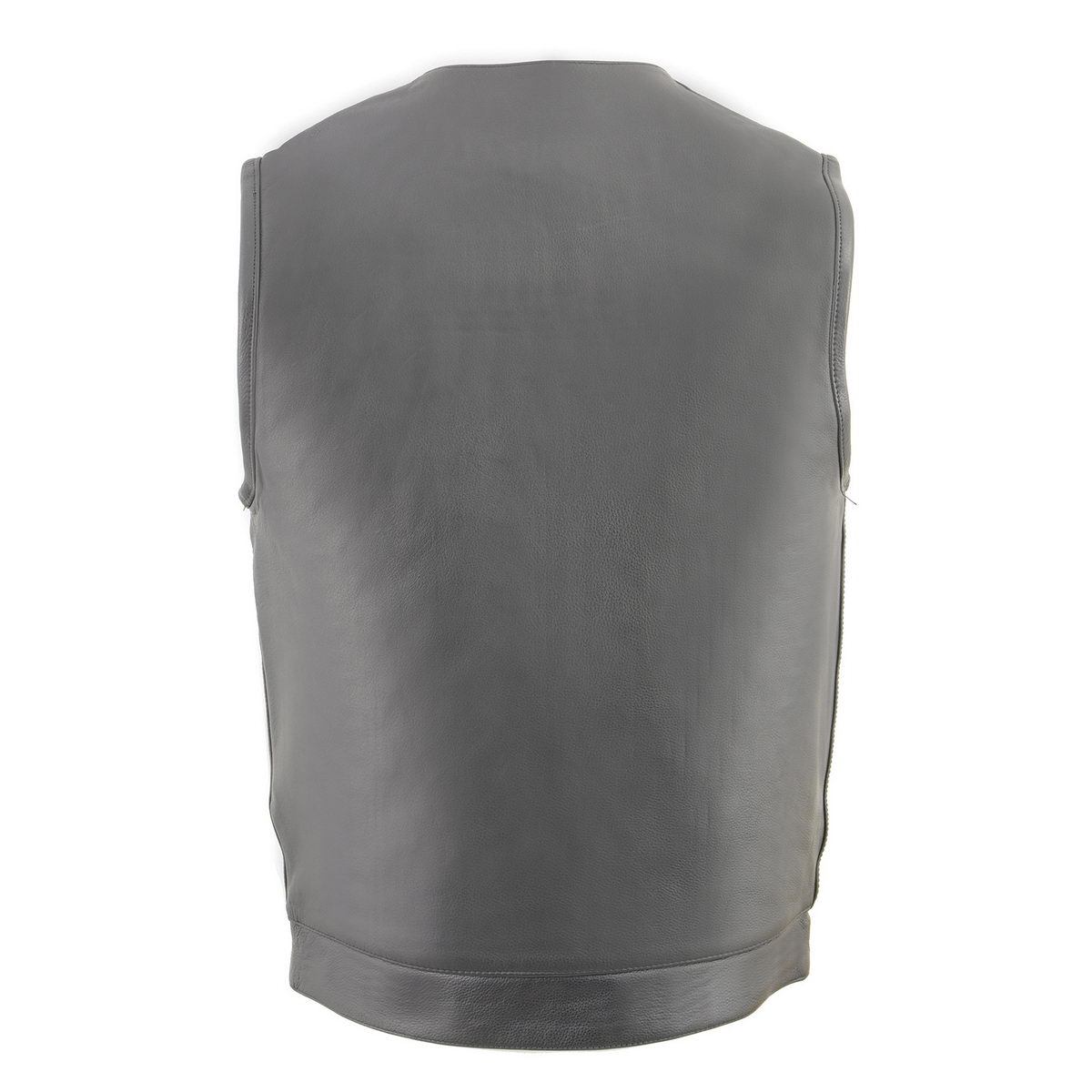 Men's MLM3515 Black Premium Collarless Club Style Motorcycle Vest w/ Cool-Tec Leather Treatment