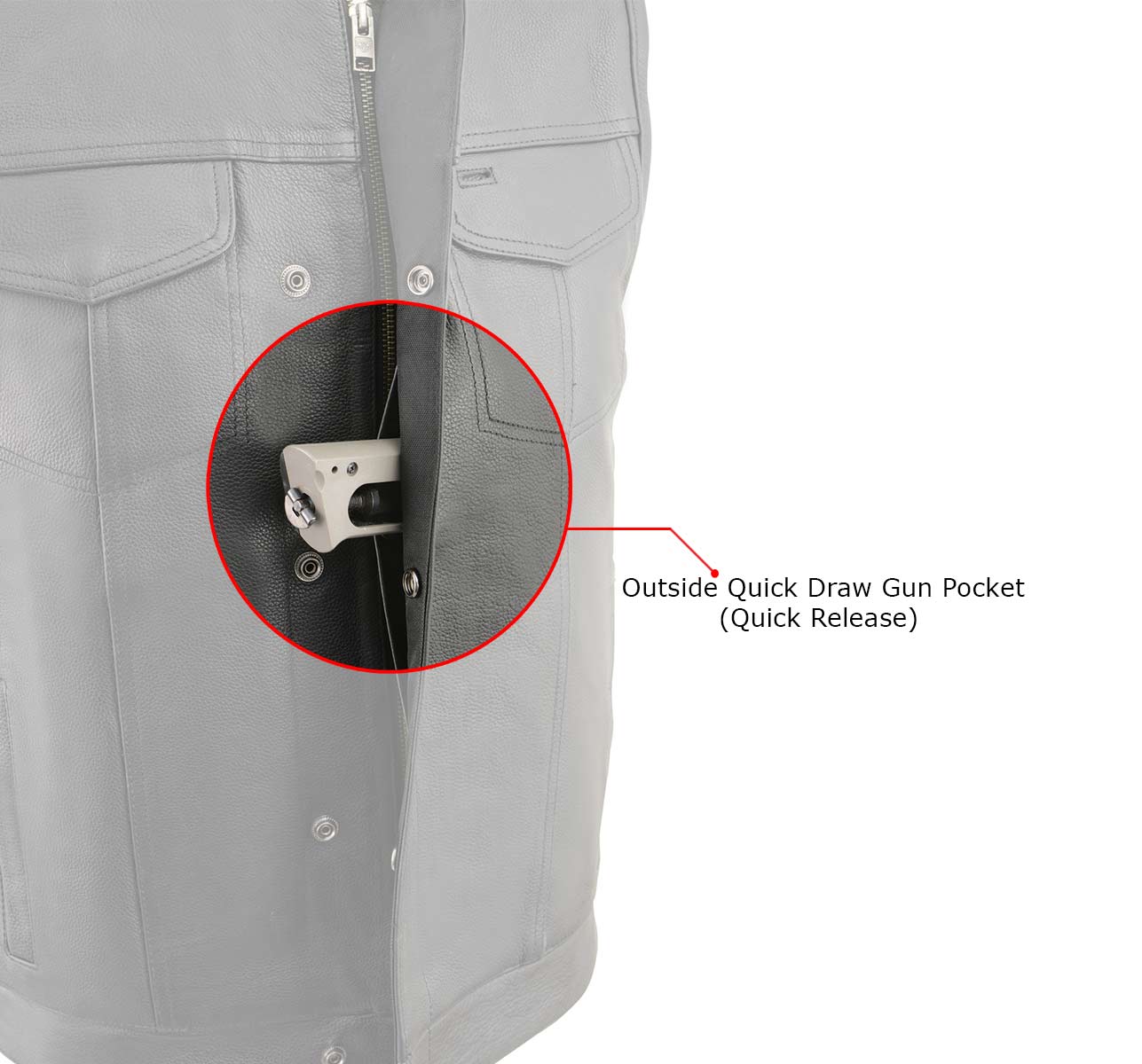 Men's MLM3515 Black Premium Collarless Club Style Motorcycle Vest w/ Cool-Tec Leather Treatment