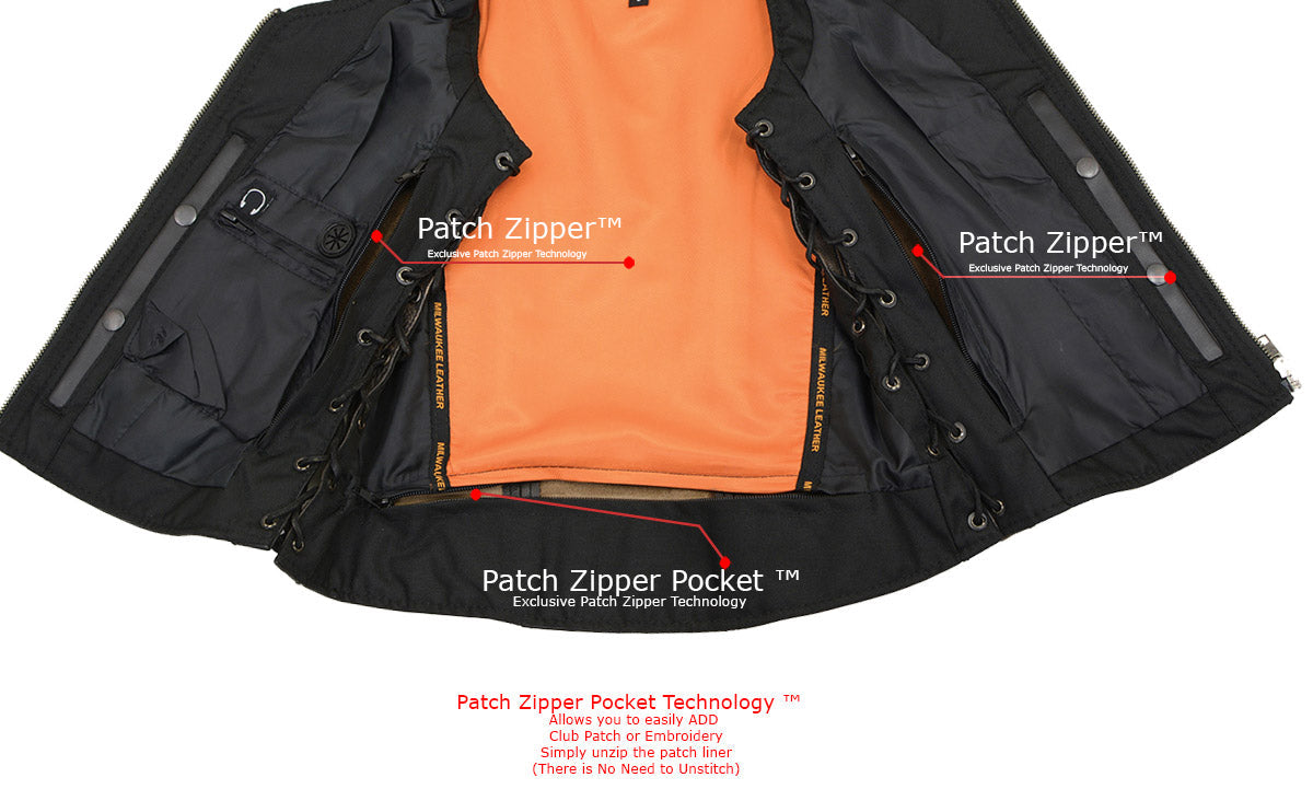 Women's Distress Brown Leather V-Neck Motorcycle Rider Vest with Side Lace MLL4531