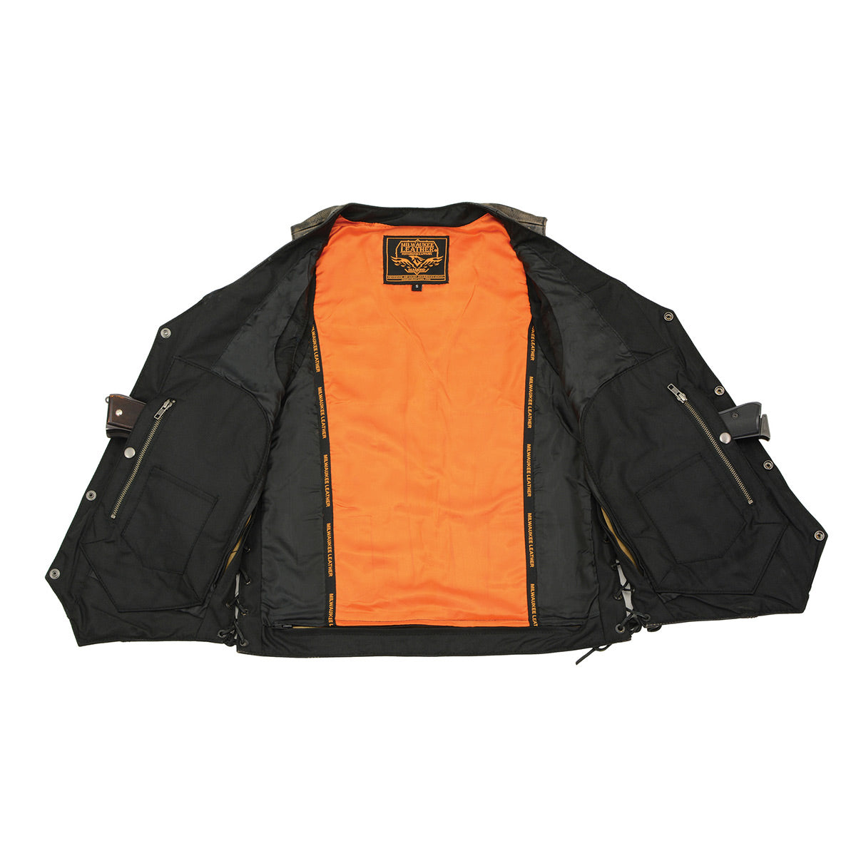 MLM3540 Men's Roulette Distressed Brown 10 Pocket Motorcycle Leather Vest