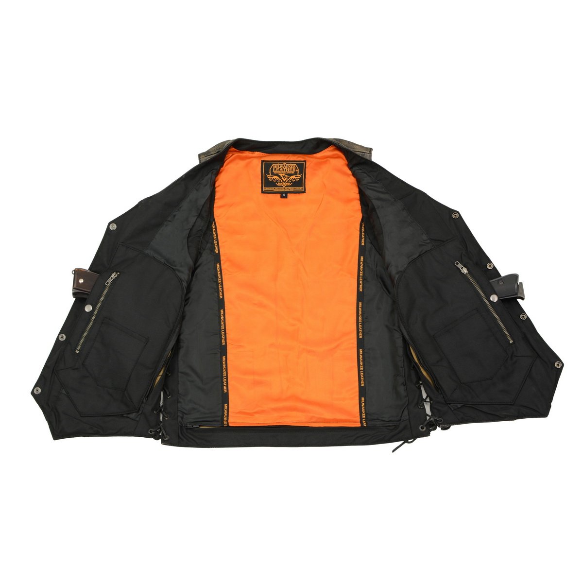 MLM3540 Men's Roulette Distressed Brown 10 Pocket Motorcycle Leather Vest