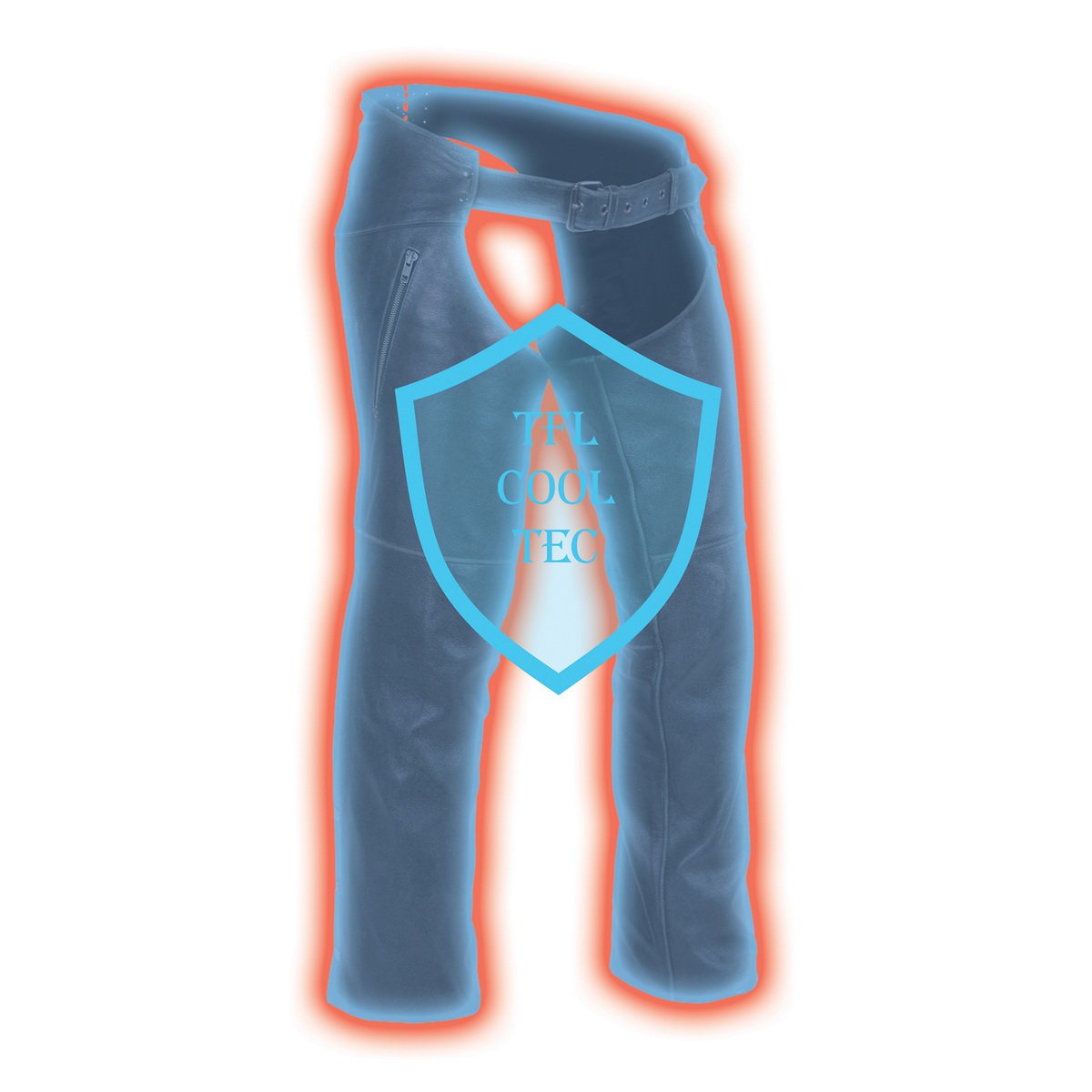 MLM5502 Men's Black Premium Leather Motorcycle Rider Chaps w/ Cool-Tec Leather Treatment