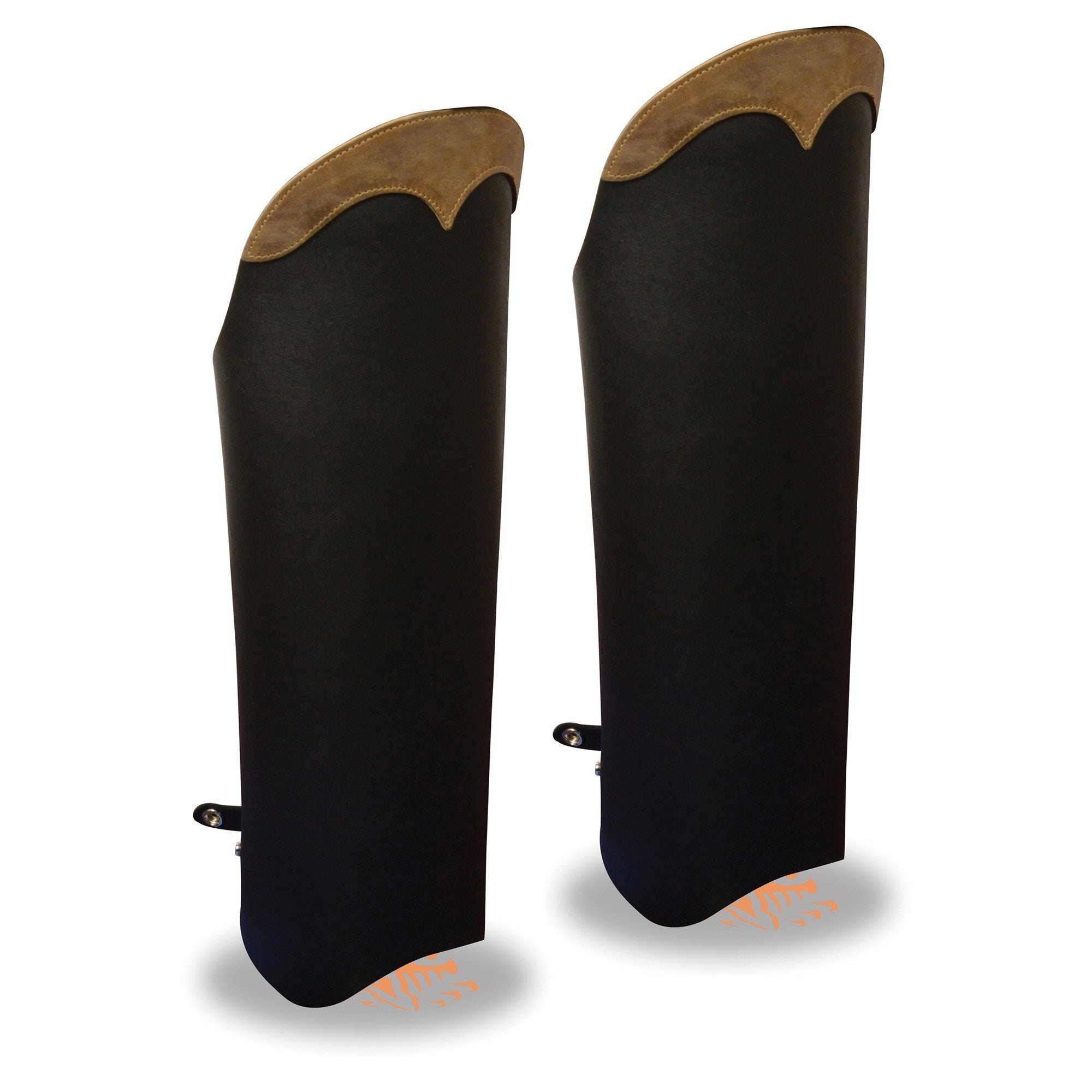 MLM5555 Unisex Brown Leather Half Motorccyle Riding Chaps with Back Zipper