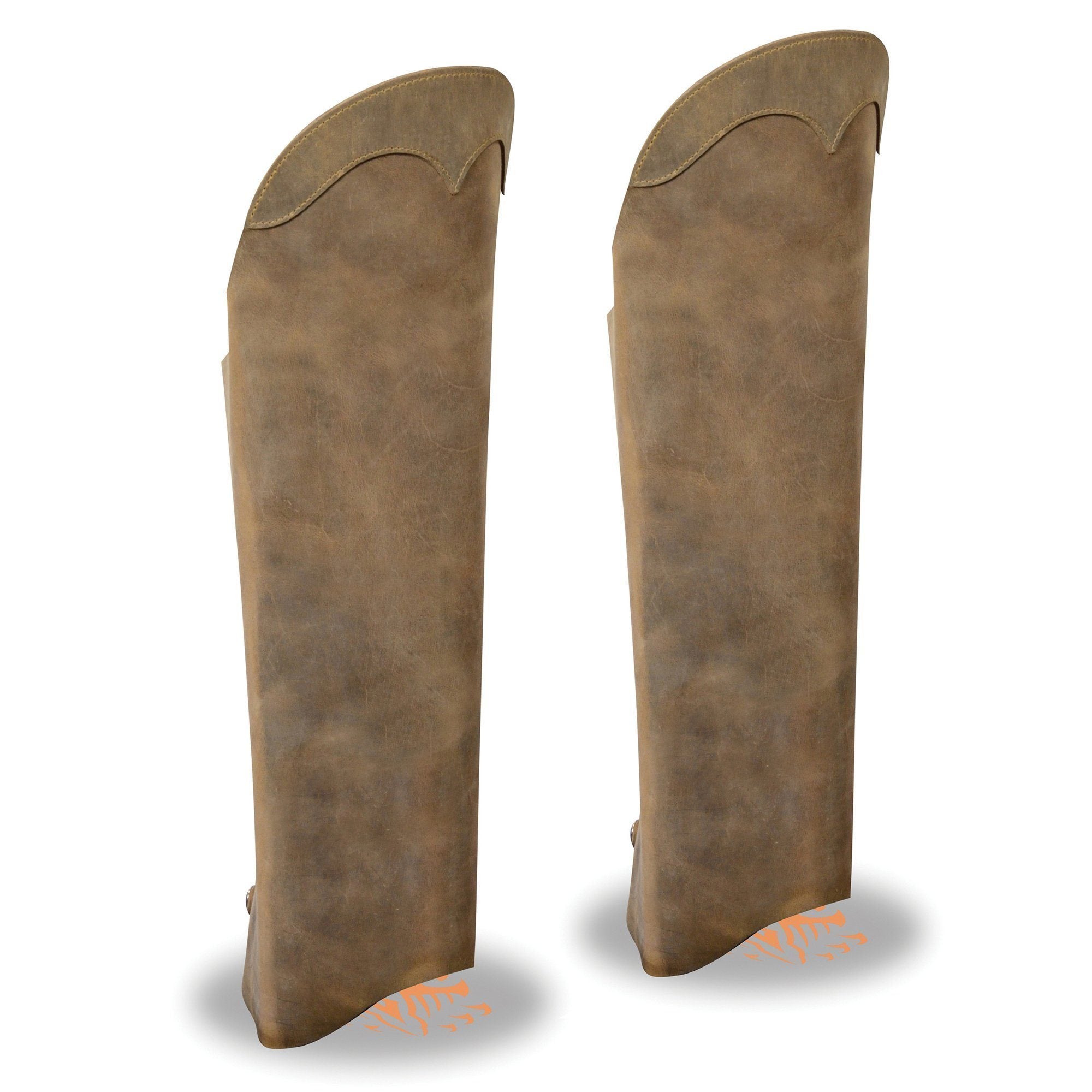 MLM5555 Unisex Distress Brown Leather Half Motorccyle Riding Chaps with Back Zipper