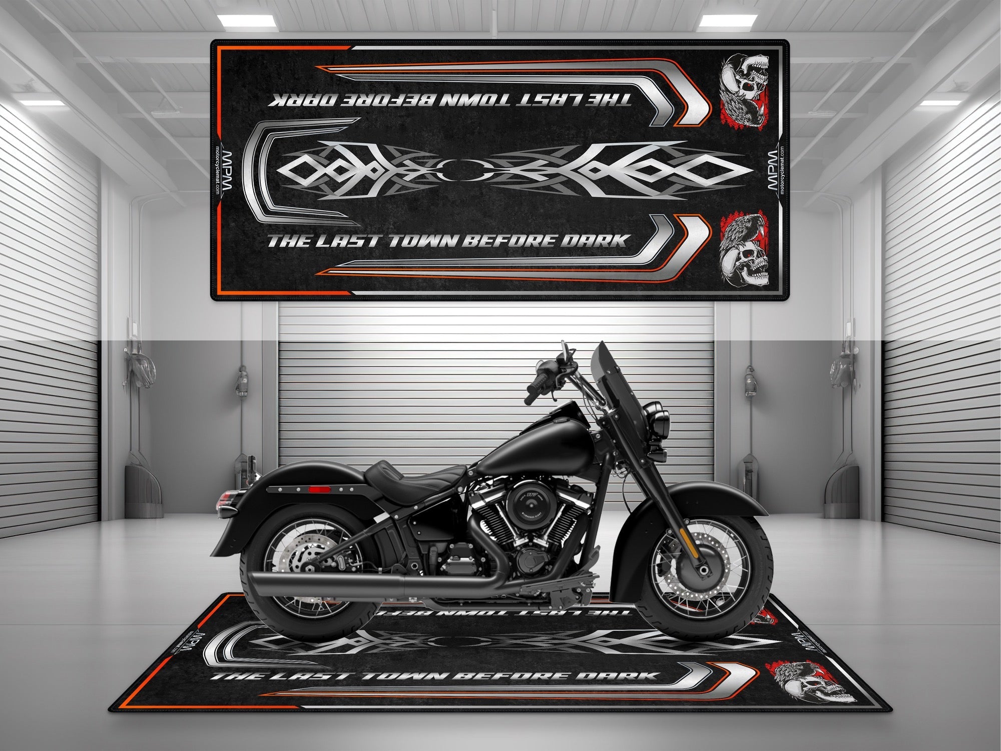 MPM Motorcycle Mat for Cruiser Motorcycle "The Last Town Before Dark" - MM4318