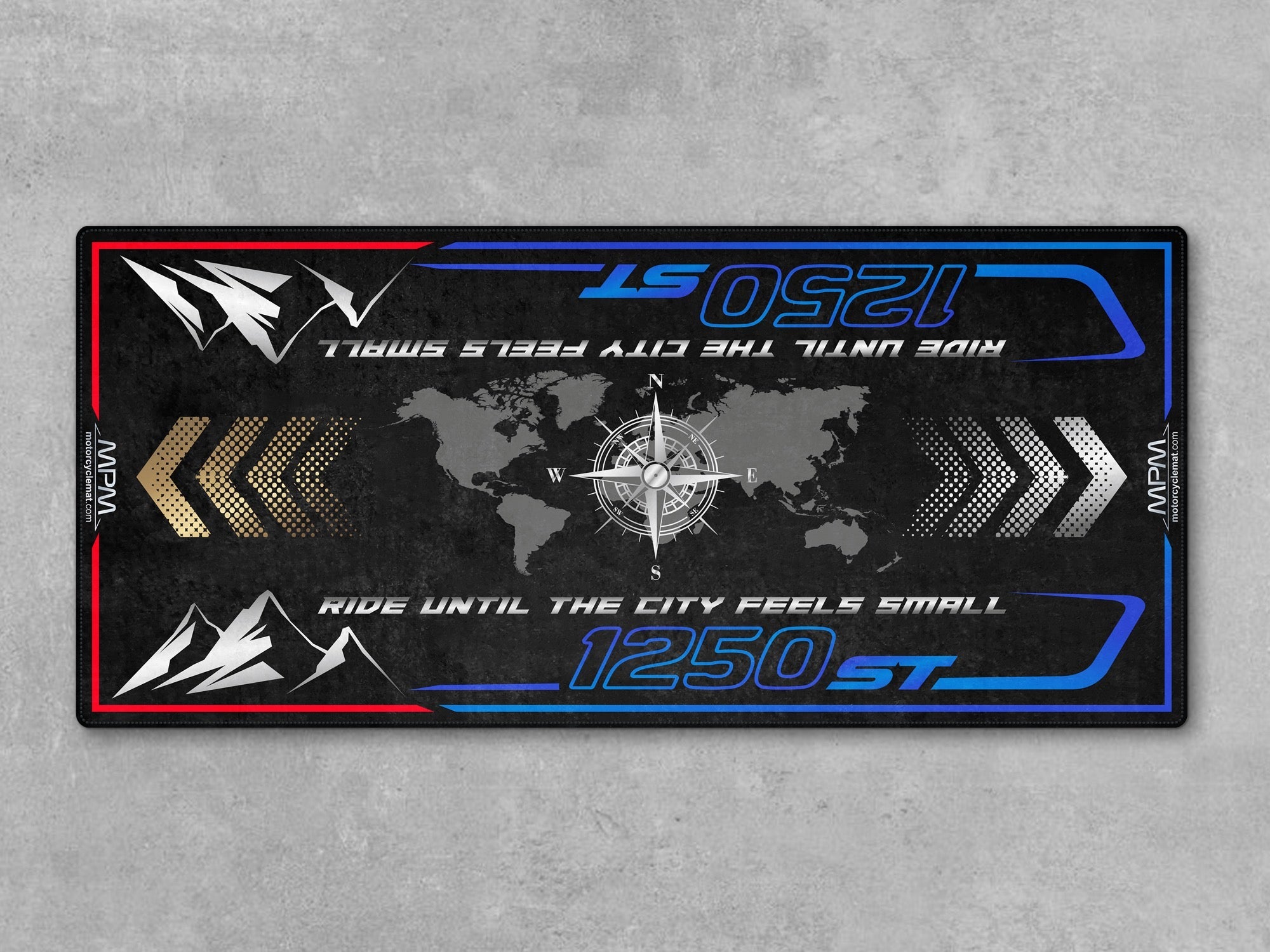 MPM Motorcycle Mat for Adventure Motorcycle "Ride Until The City Feels Small" - MM4325