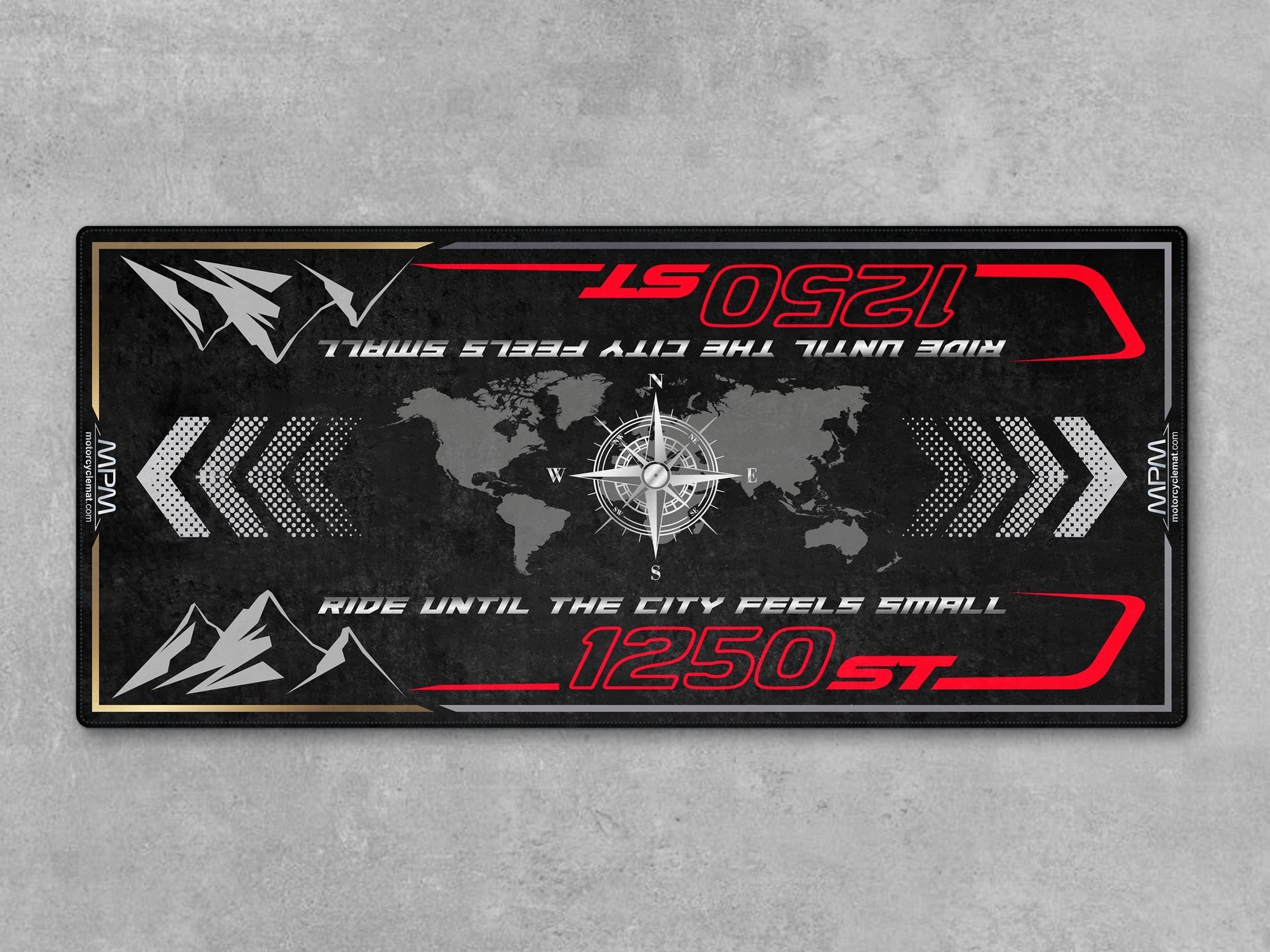 MPM Motorcycle Mat for Adventure Motorcycle "Ride Until The City Feels Small" - MM4325