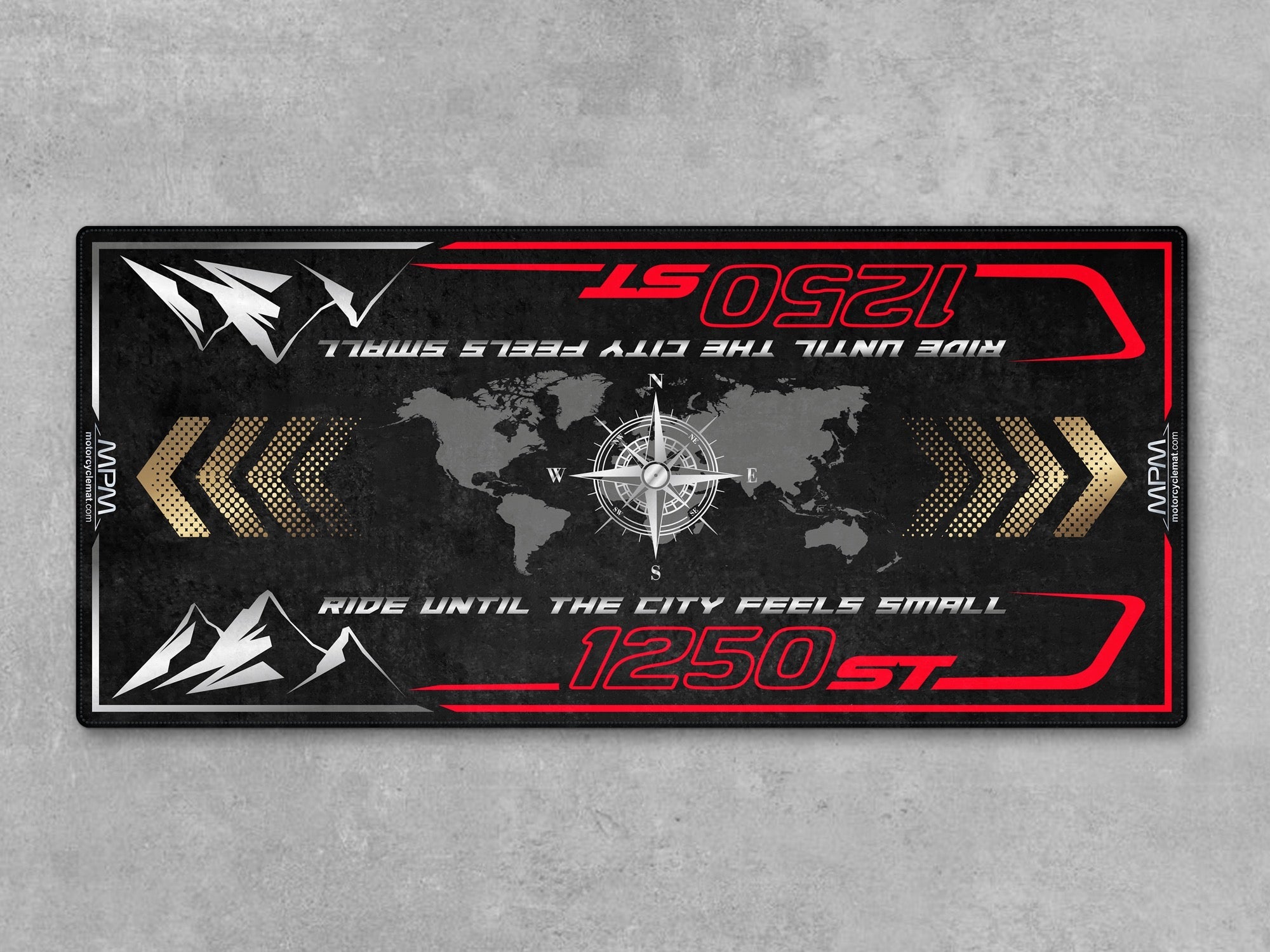 MPM Motorcycle Mat for Adventure Motorcycle "Ride Until The City Feels Small" - MM4325