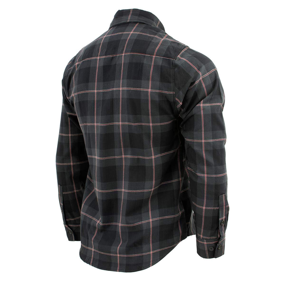 MNG11647 Men's Black with Grey and Red Long Sleeve Cotton Flannel Shirt