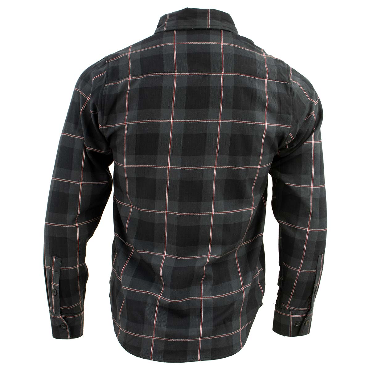 MNG11647 Men's Black with Grey and Red Long Sleeve Cotton Flannel Shirt