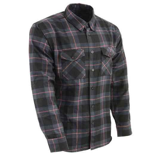 MNG11647 Men's Black with Grey and Red Long Sleeve Cotton Flannel Shirt