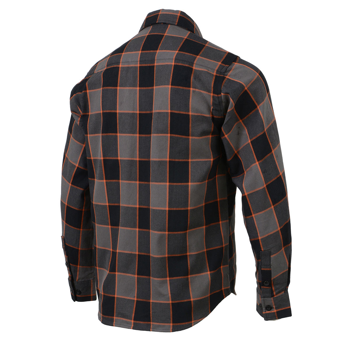 MNG11648 Men's Grey with Brown and Orange Long Sleeve Cotton Flannel Shirt