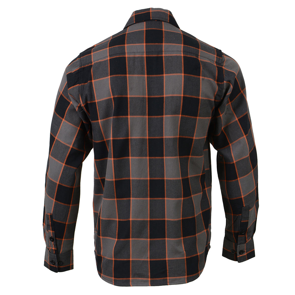 MNG11648 Men's Grey with Brown and Orange Long Sleeve Cotton Flannel Shirt