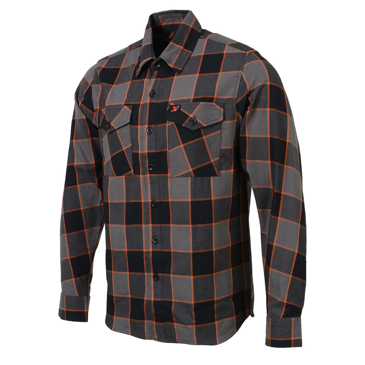 MNG11648 Men's Grey with Brown and Orange Long Sleeve Cotton Flannel Shirt