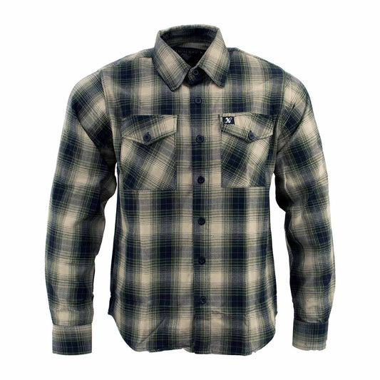 MNG11649 Men's Grey with Black Long Sleeve Cotton Flannel Shirt