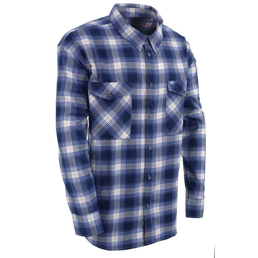 MNG11650 Men's Blue and White Long Sleeve Cotton Flannel Shirt