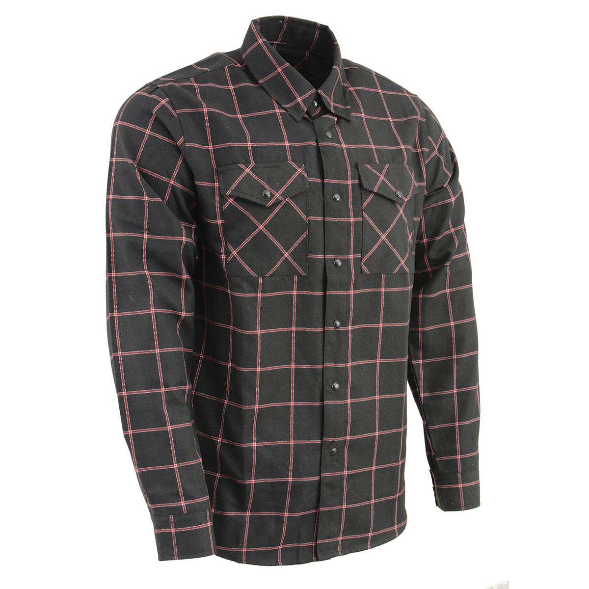 MNG11651 Men's Black and Red Long Sleeve Cotton Flannel Shirt