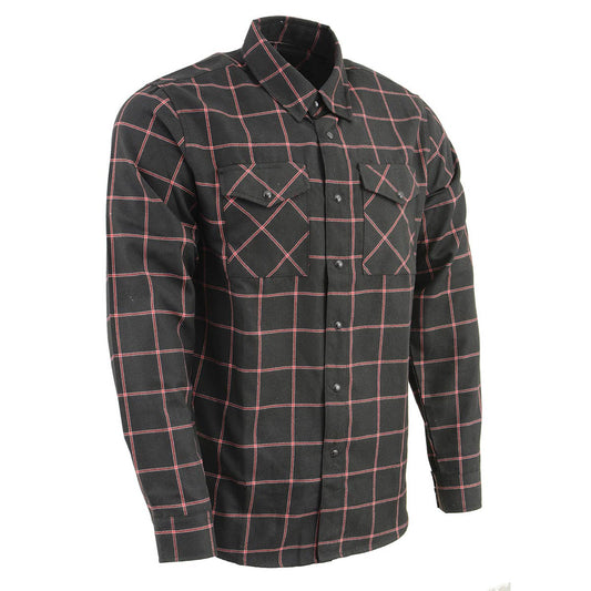 MNG11651 Men's Black and Red Long Sleeve Cotton Flannel Shirt