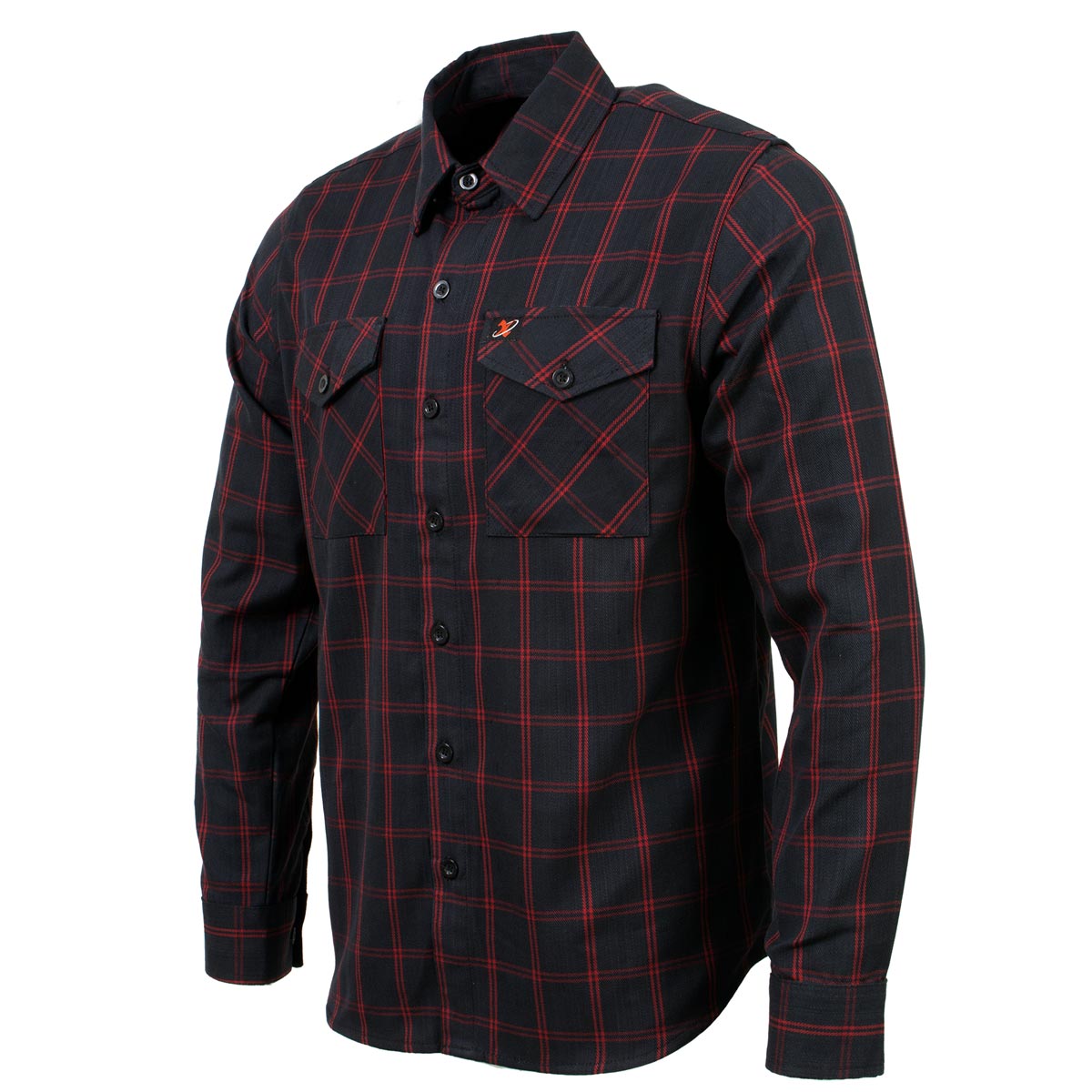 MNG11665 Men's Black and Red Long Sleeve Cotton Flannel Shirt