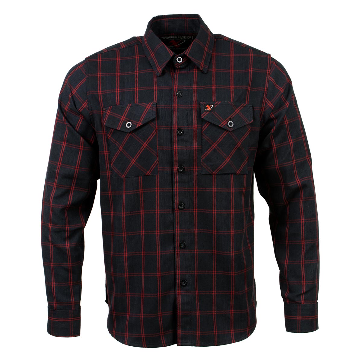 MNG11665 Men's Black and Red Long Sleeve Cotton Flannel Shirt