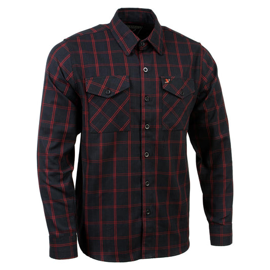 MNG11665 Men's Black and Red Long Sleeve Cotton Flannel Shirt