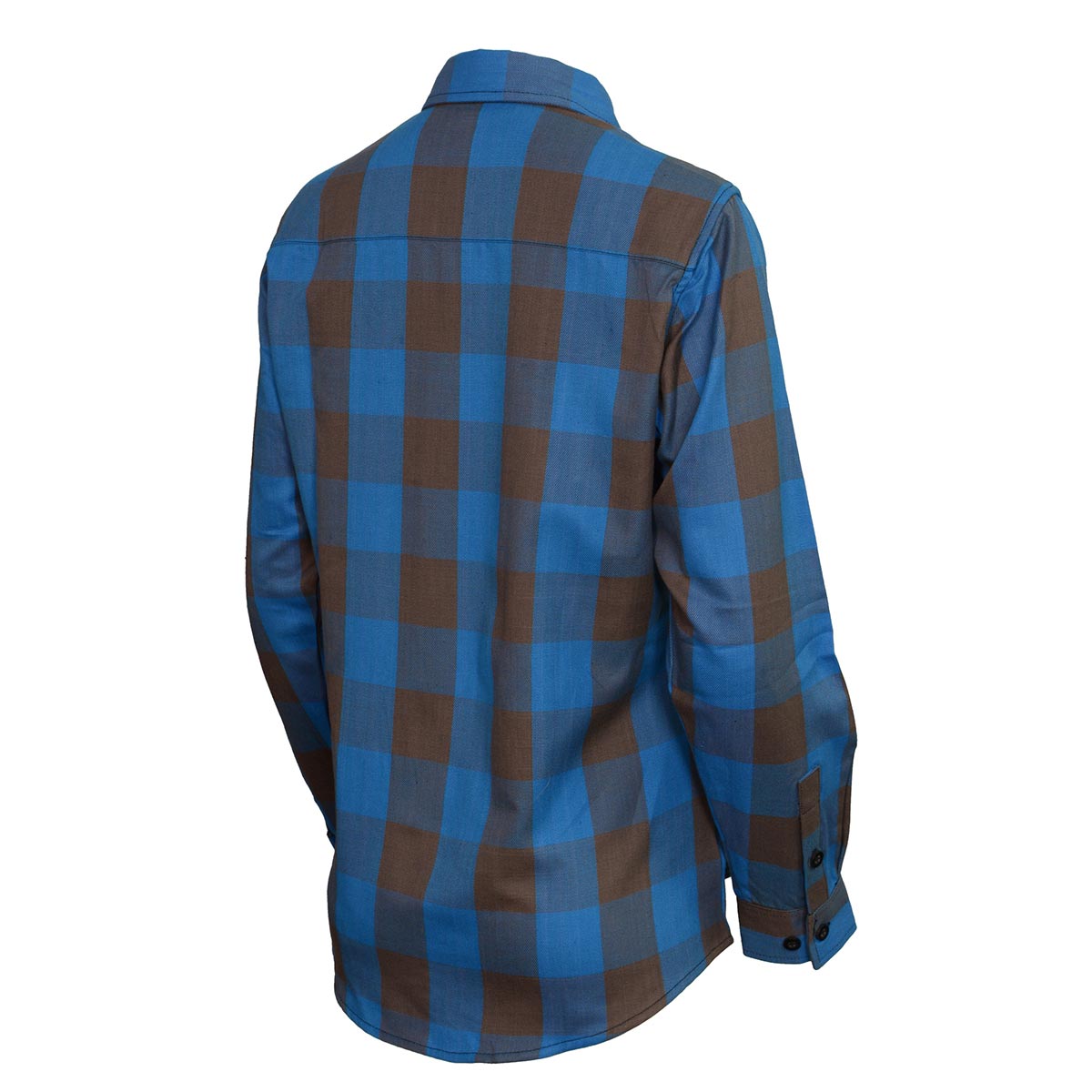 MNG21618 Women's Brown and Aqua Long Sleeve Cotton Flannel Shirt