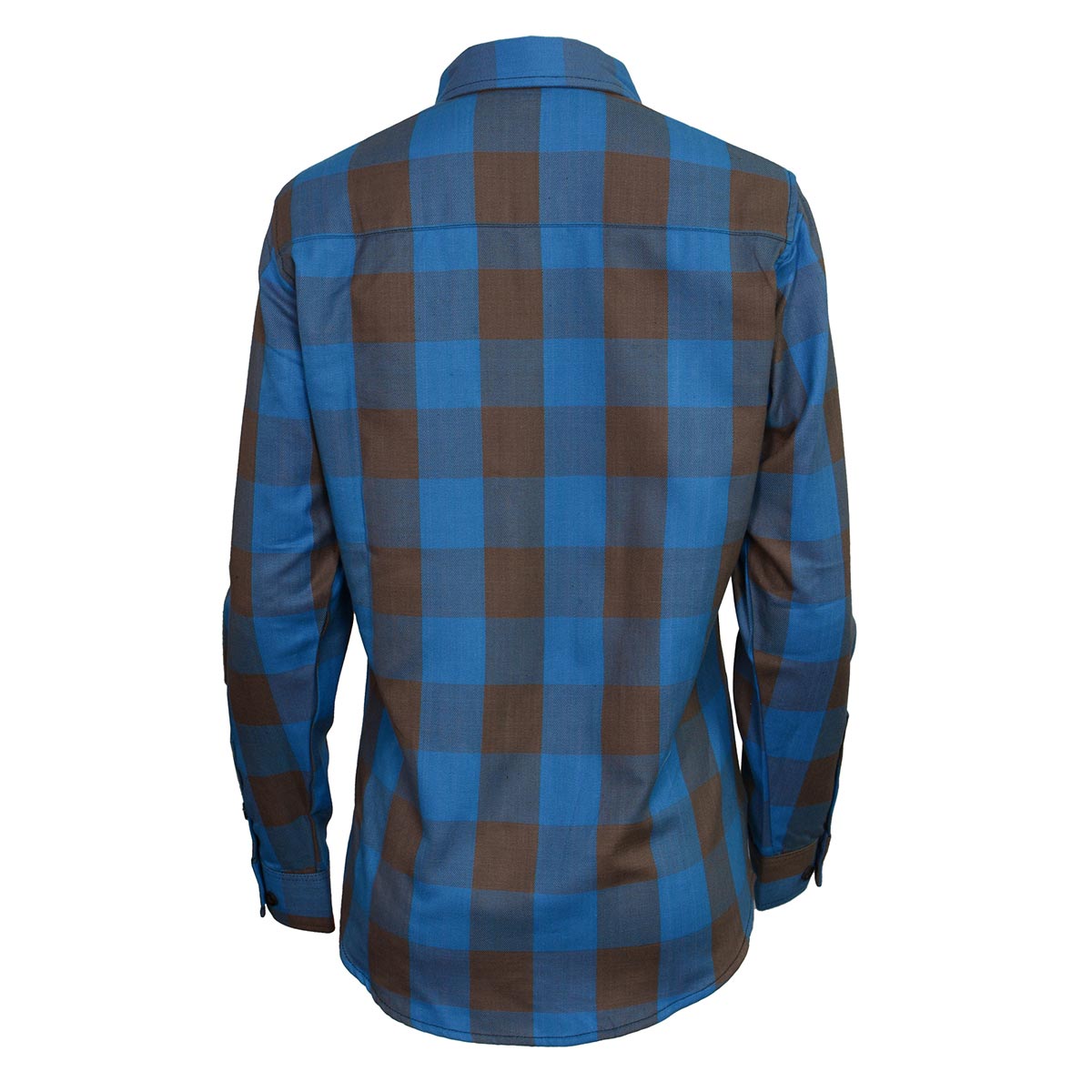 MNG21618 Women's Brown and Aqua Long Sleeve Cotton Flannel Shirt