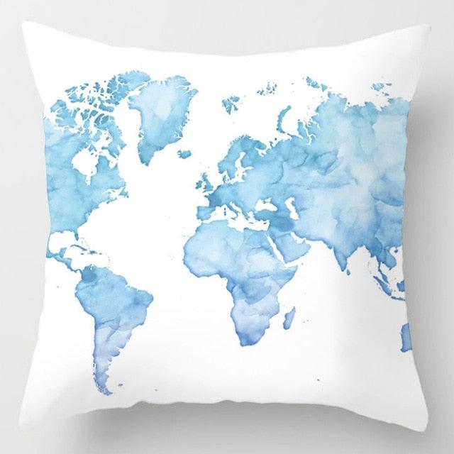 Modern Simple Blue Geometric Pillow Cover Home Sofa Decorative Blue Sea Texture Cotton Linen Cushion Home Decorative Pillow Case 45x45cm