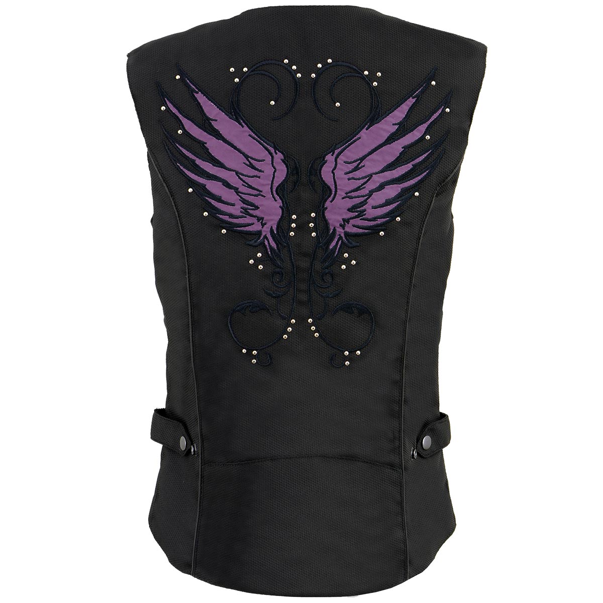 SH1955 Ladies Black and Purple Textile Vest with Wing Embroidery