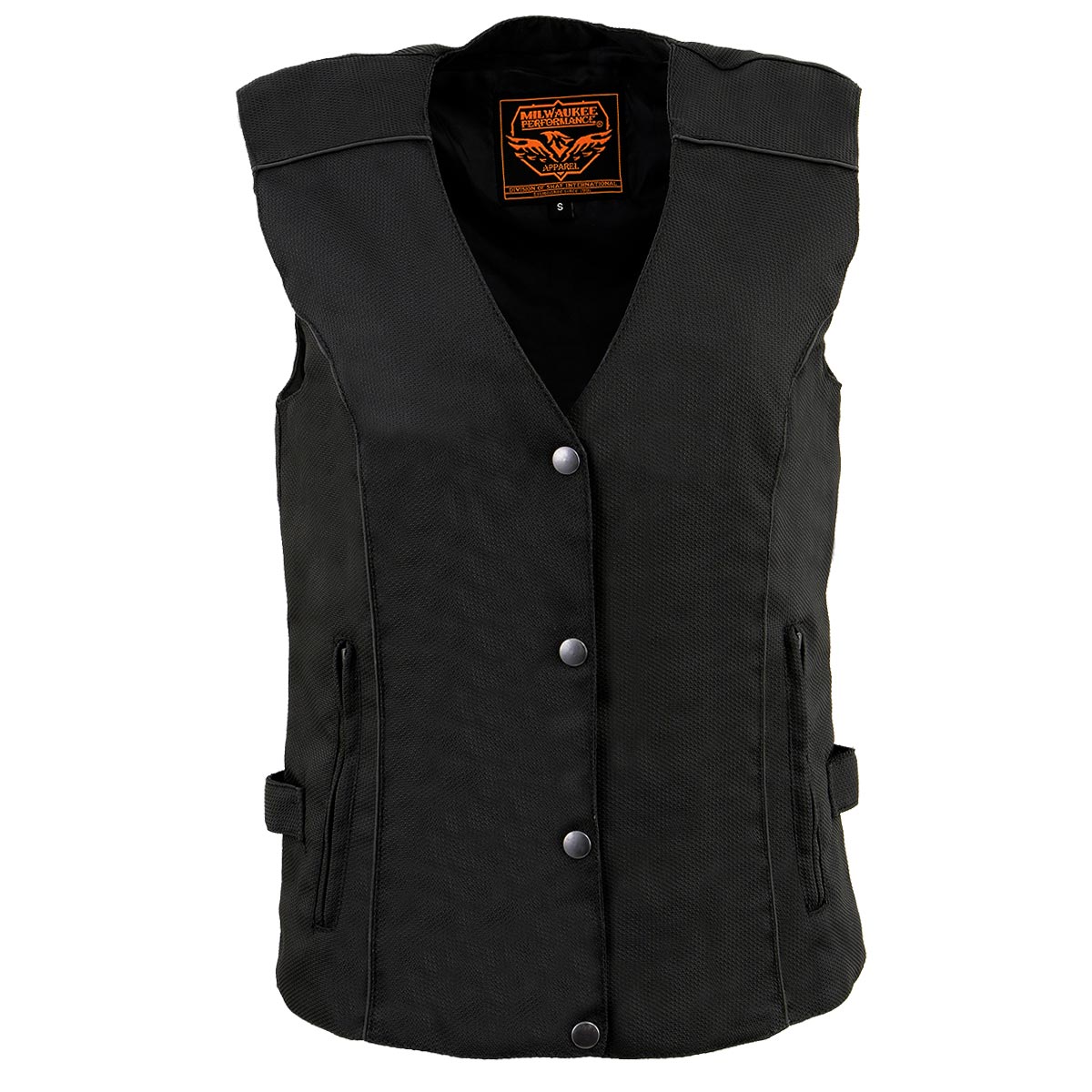 SH1955 Ladies Black and Purple Textile Vest with Wing Embroidery