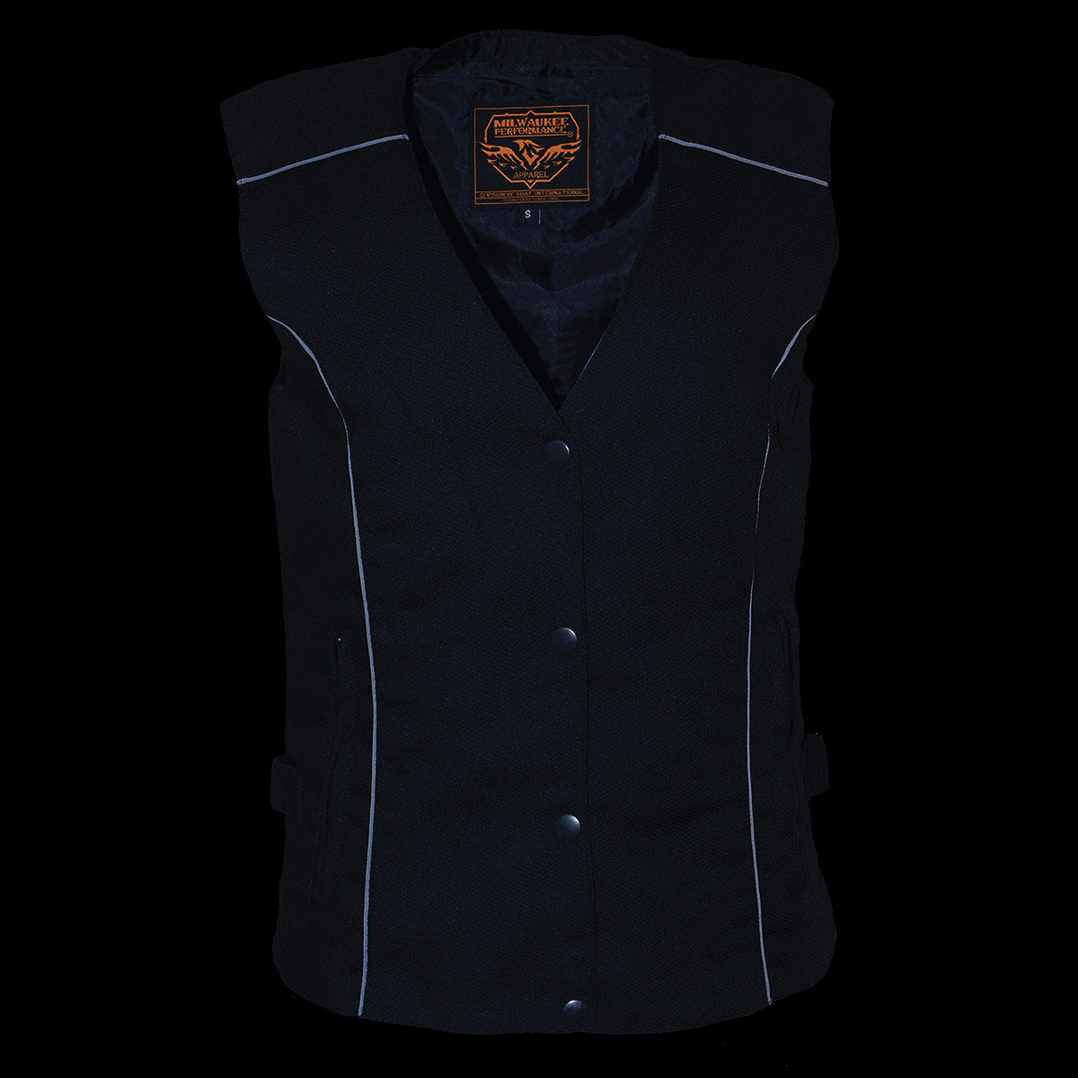 SH1955 Ladies Black and Purple Textile Vest with Wing Embroidery