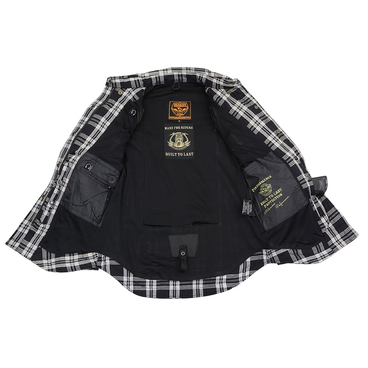 MPL2600 Women’s Plaid Flannel Biker Shirt w/ CE Approved Armor - Reinforced w/ Aramid Fiber