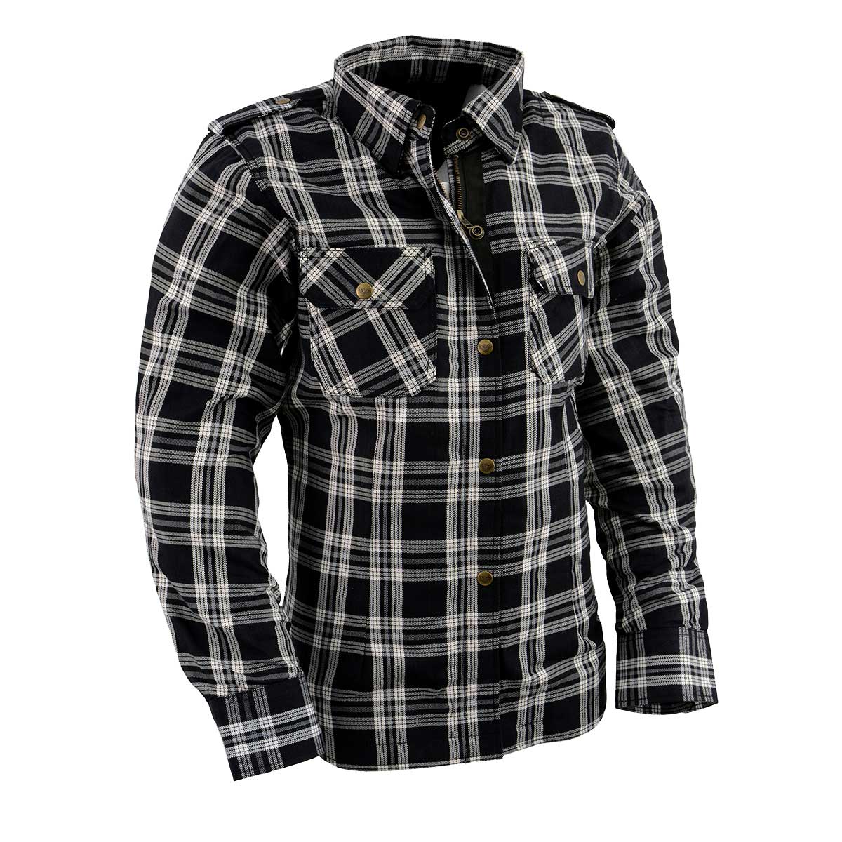 MPL2600 Women’s Plaid Flannel Biker Shirt w/ CE Approved Armor - Reinforced w/ Aramid Fiber