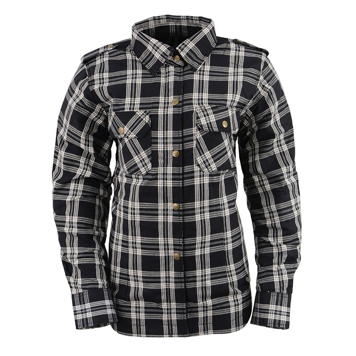 MPL2600 Women’s Plaid Flannel Biker Shirt w/ CE Approved Armor - Reinforced w/ Aramid Fiber