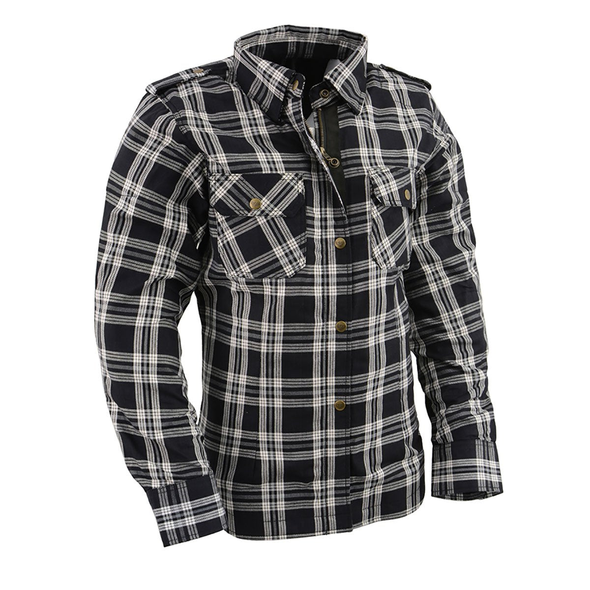 MPL2600 Women’s Plaid Flannel Biker Shirt w/ CE Approved Armor - Reinforced w/ Aramid Fiber