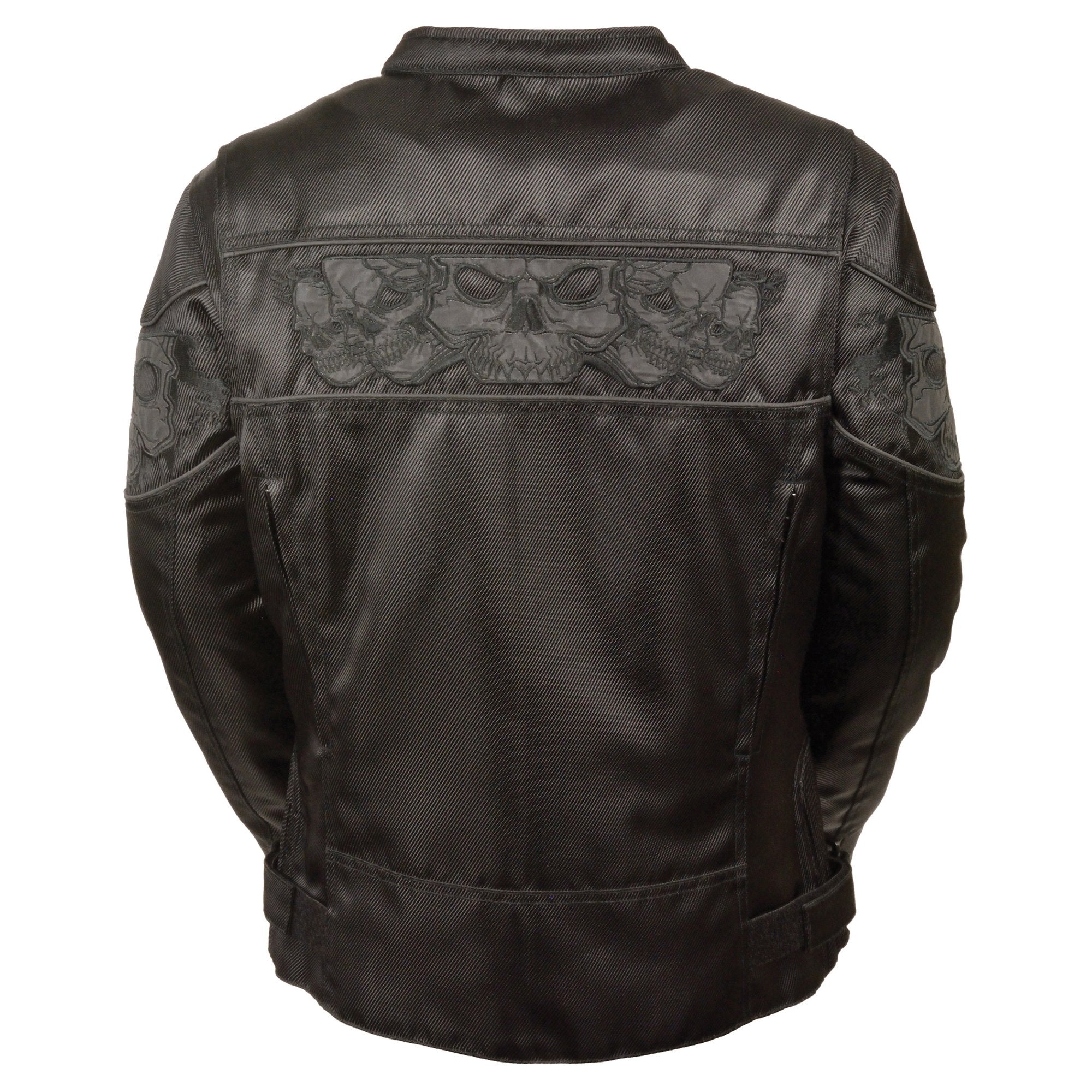 MPL2730 Women's Black Crossover Textile Scooter Jacket with Reflective Skulls