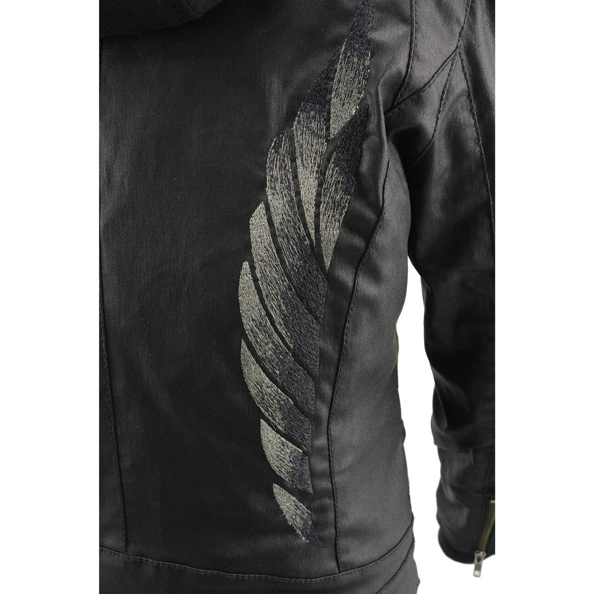 MPL2745 Women's Black Zipper Front Jacket with Full Sleeve Removable Hoodie