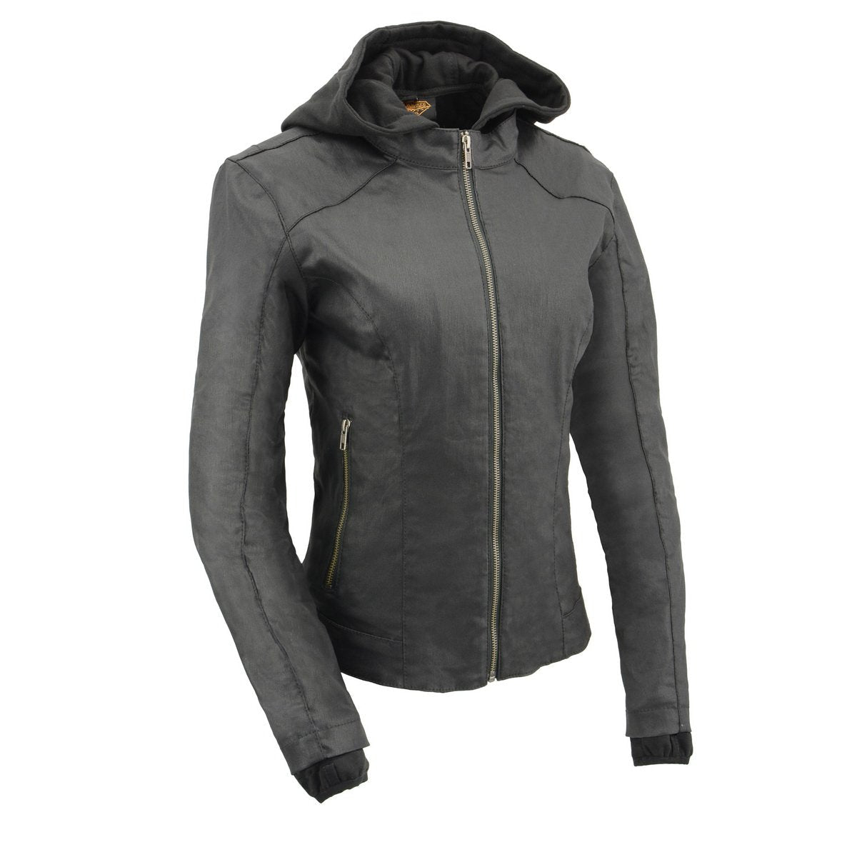 MPL2745 Women's Black Zipper Front Jacket with Full Sleeve Removable Hoodie