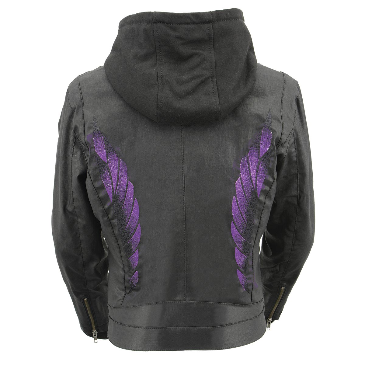 MPL2746 Women's Lightweight Hoodie Textile Scuba Jacket with Purple Wings