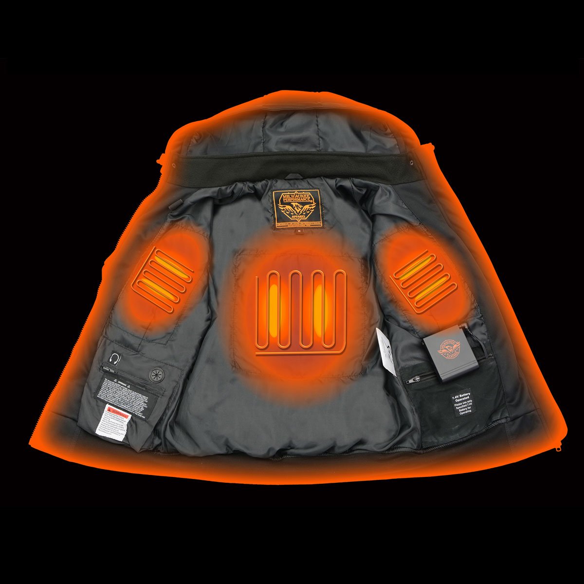 Nexgen Heat MPL2761SET Women's Black 'Heated' Soft Shell Racing Style Heated Jacket for Hiking Riding w/ Battery