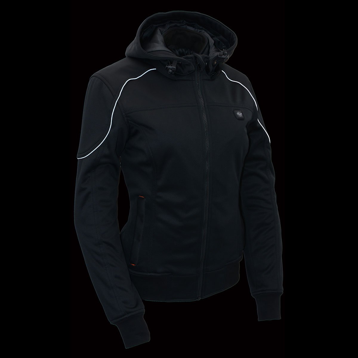 Nexgen Heat MPL2761SET Women's Black 'Heated' Soft Shell Racing Style Heated Jacket for Hiking Riding w/ Battery