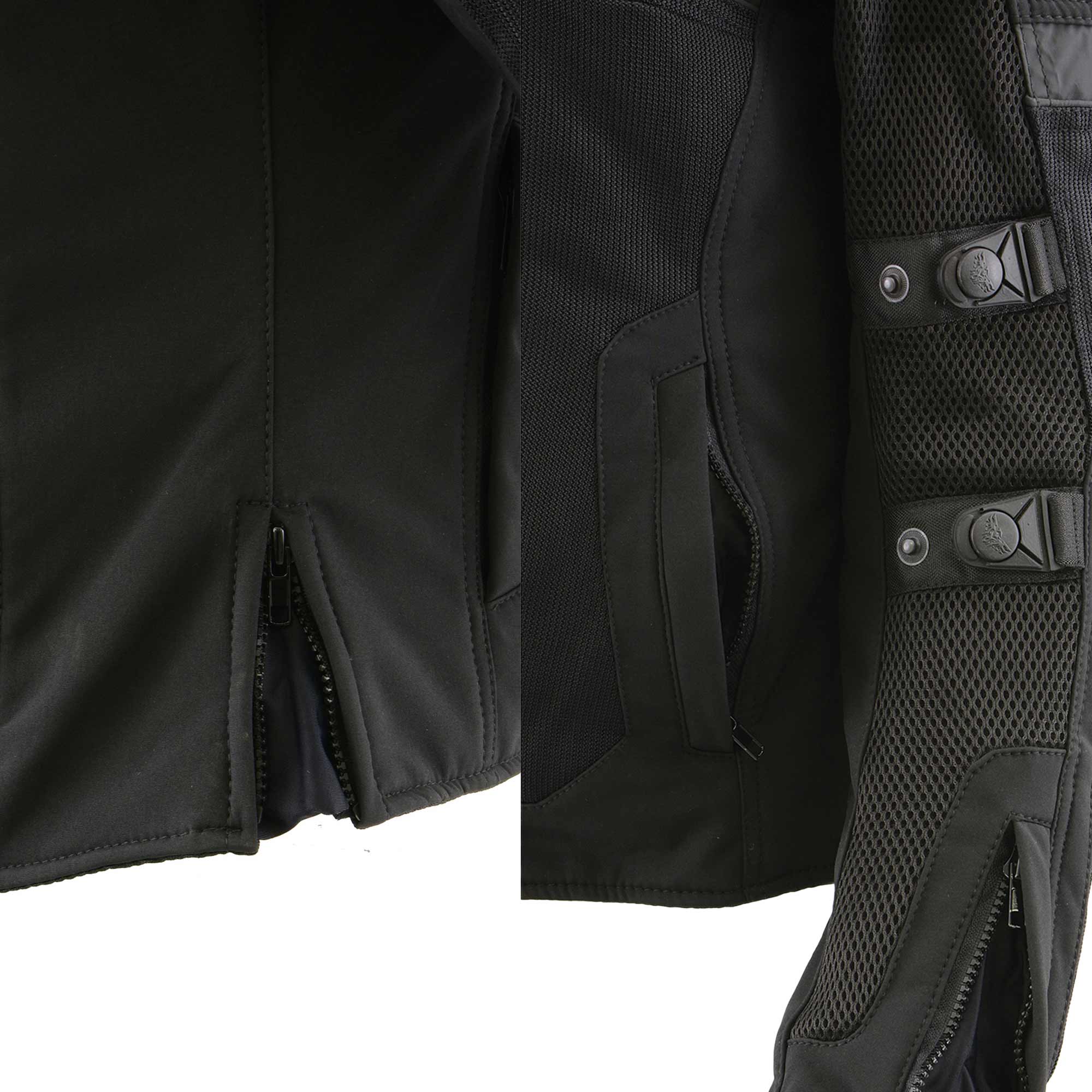 MPL2775 Black Armored Textile Motorcycle Jacket for Women - All Season Jacket w/ Removable Liner